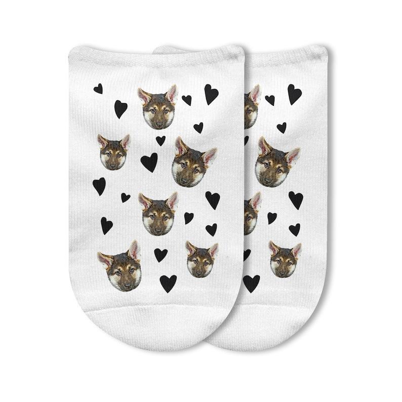 Custom Face Photo Socks,Heart Print Socks with Your Face on Socks,Customized Socks with Pet or People Photo,Fun Photo Gift for Mom or Dad	 - FaceSocksUSA