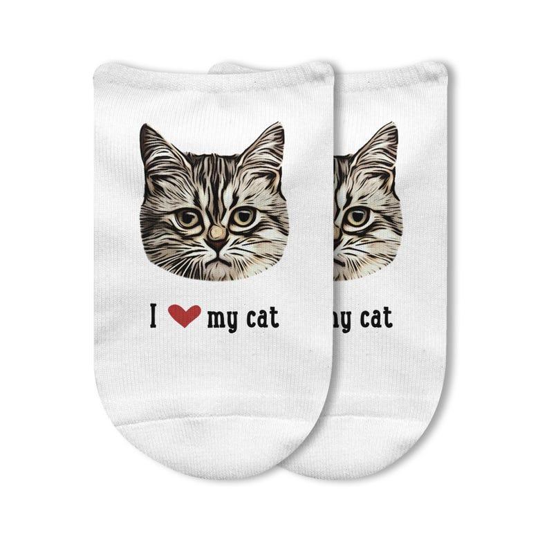 I Love My Cat Photo Socks,Personalized Photo Socks with Cats Face on Socks,Customized Socks with Cat's Photo,Fun Photo Gift for Cat Lover	 - FaceSocksUSA