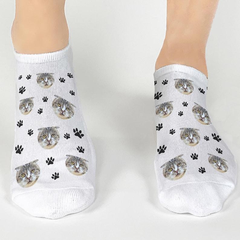Fun Cartoon Pet Photo Socks,Paw Print Socks with Your Dog or Cat's Face,Personalized Pet Socks for Great Gift Giving,Awesome Pet Lover Gift	 - FaceSocksUSA