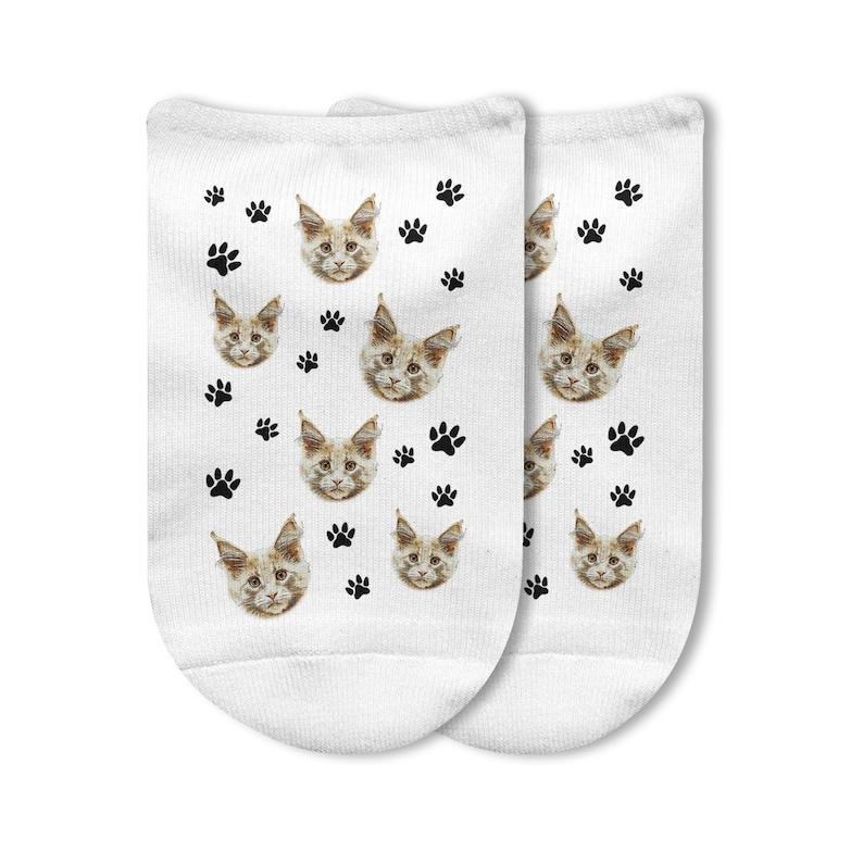 Fun Cartoon Pet Photo Socks,Paw Print Socks with Your Dog or Cat's Face,Personalized Pet Socks for Great Gift Giving,Awesome Pet Lover Gift	 - FaceSocksUSA