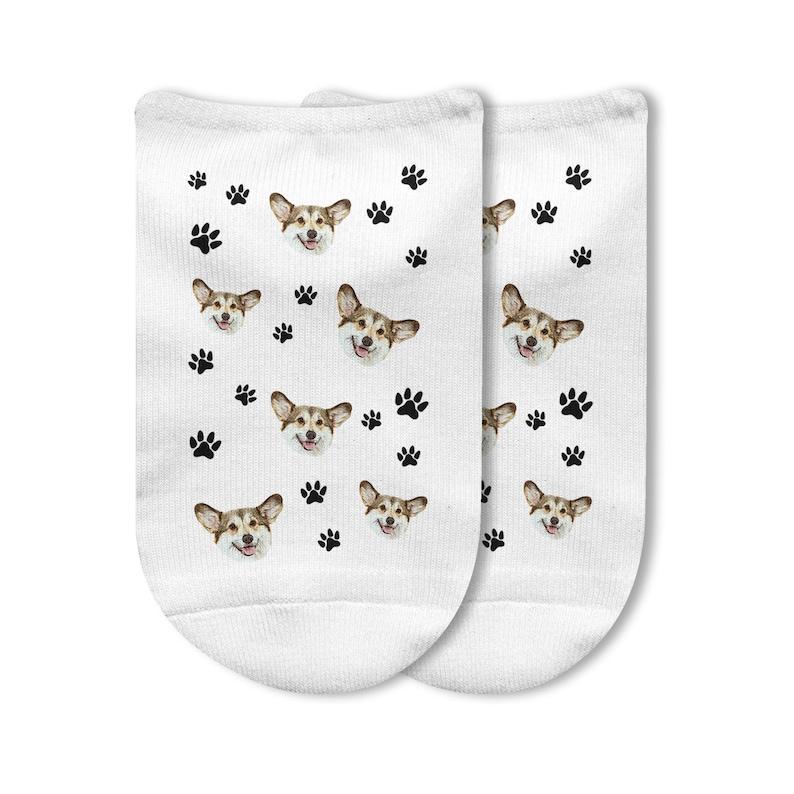 Fun Cartoon Pet Photo Socks,Paw Print Socks with Your Dog or Cat's Face,Personalized Pet Socks for Great Gift Giving,Awesome Pet Lover Gift	 - FaceSocksUSA