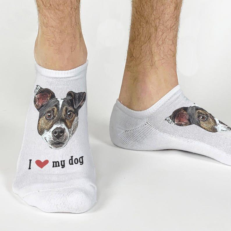 I Love My Dog Photo Socks,Personalized Photo Socks with Dogs Face on Socks,Customized Socks with Dog's Photo,Fun Photo Gift for Dog Lover	 - FaceSocksUSA