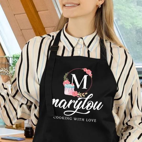 Personalized Name Apron for Women Gifts, Custom Family Apron Cooking Gift for Mothers Gifts - FaceSocksUSA