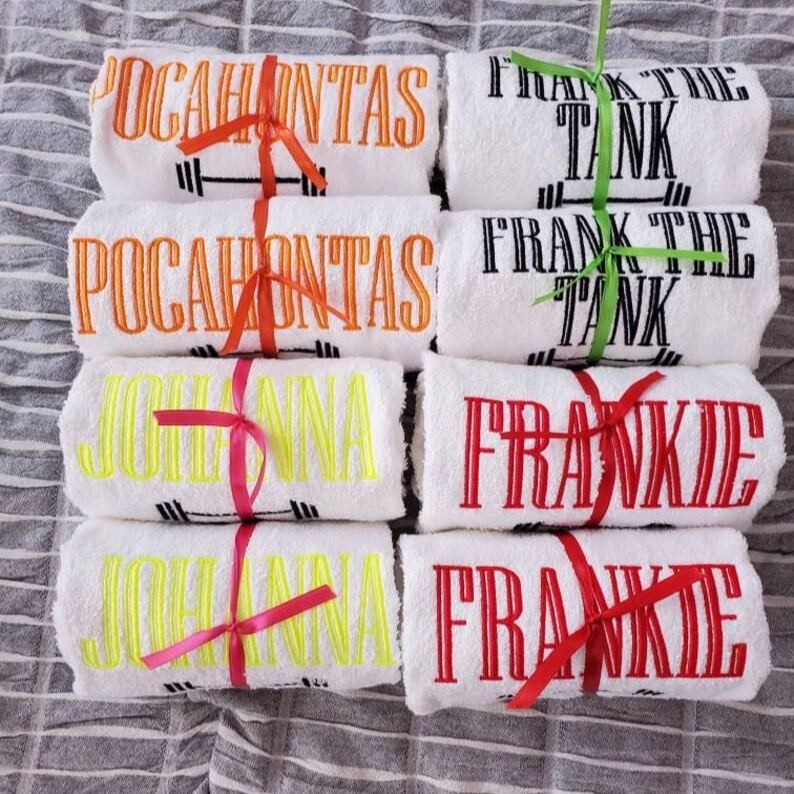 Personalized Barbell Sweat Towel, Monogrammed Gym Towel, Monogrammed Hand Towel Gifts, Sports Towel