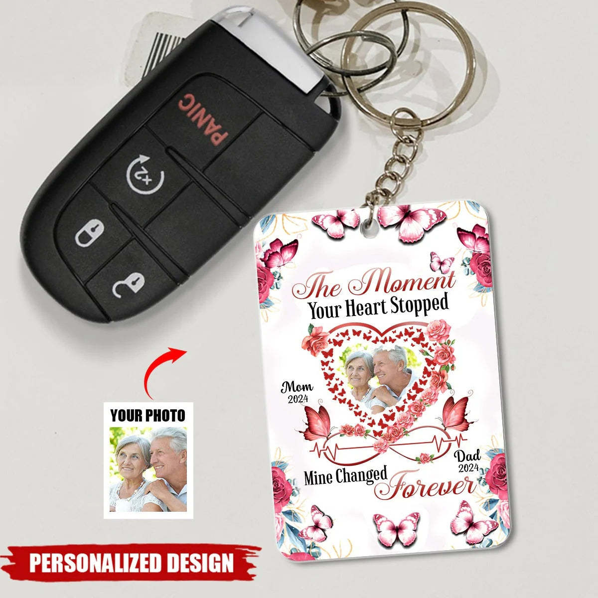 Memorial Butterfly Heart Infinity Personalized Acrylic Keychain - FaceSocksUSA