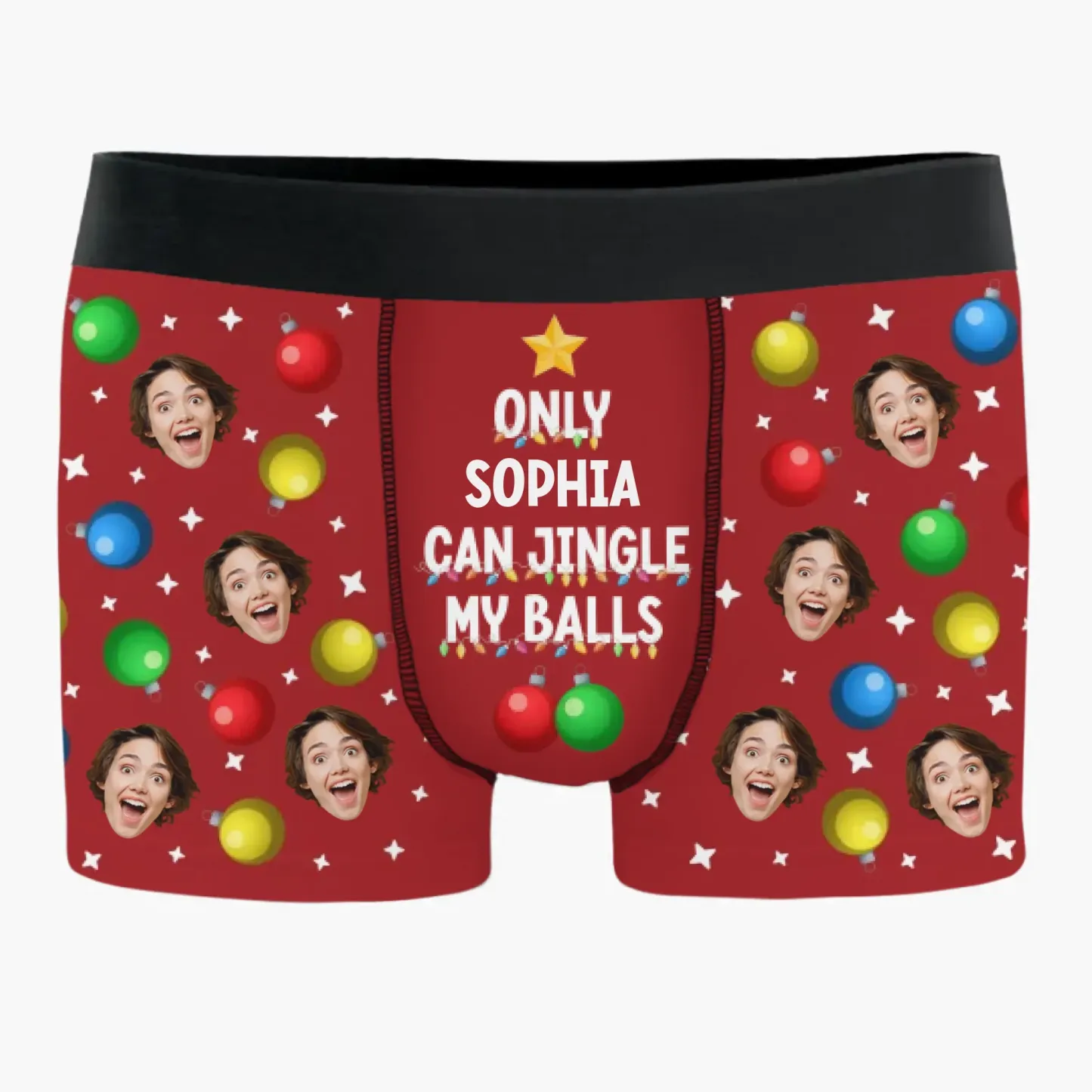 Custom Photo Boxer Briefs, Men's Boxers - Personalized Anniversary Christmas Wedding Gifts For Husband And Wife, Him And Her - Naughty List Approved - FaceSocksUSA
