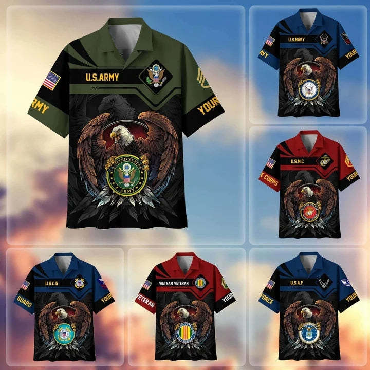 Premium Personalized Proudly Served Veterans Hawaiian Shirt - FaceSocksUSA