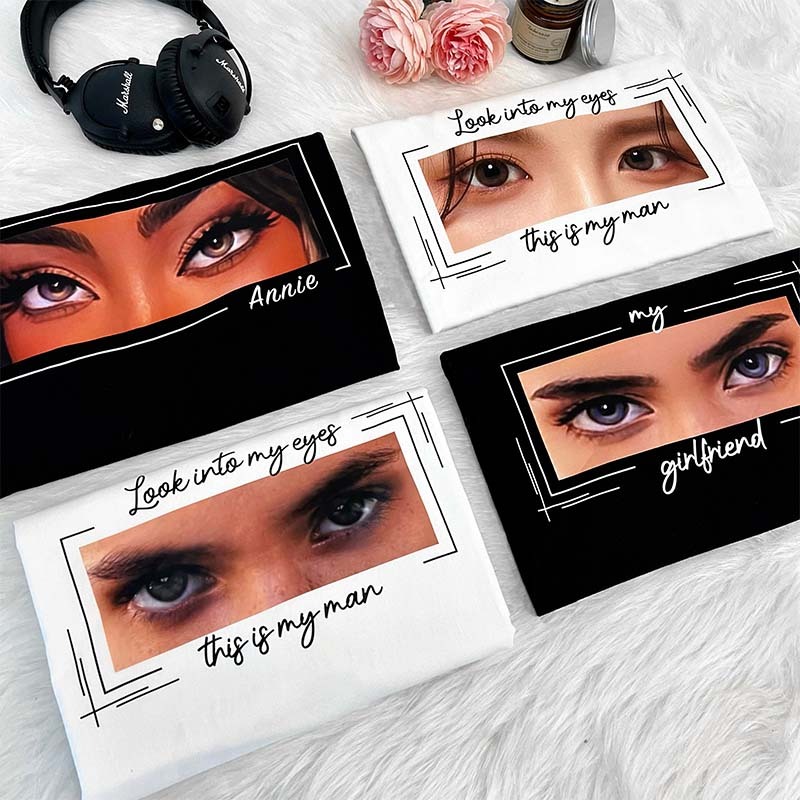 Unique Custom Eyes Tee Loved One's Eyes Shirt Personalized Eyes Artwork Tee Unique Eyes Sketch Art from Photo Gift for Your Love - FaceSocksUSA