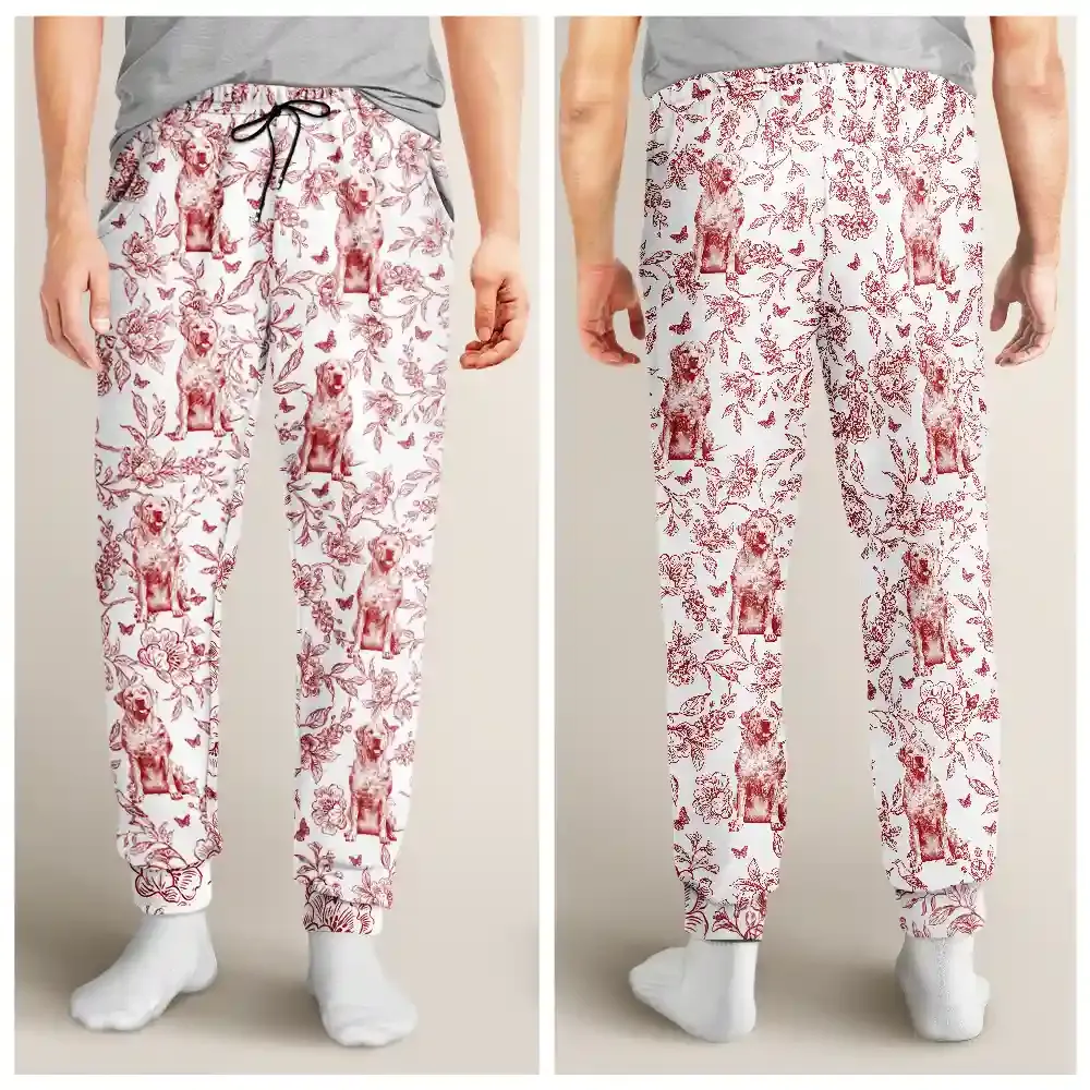 Chinoiserie Toile De Jouy Dog - Personalized Pajama Pants