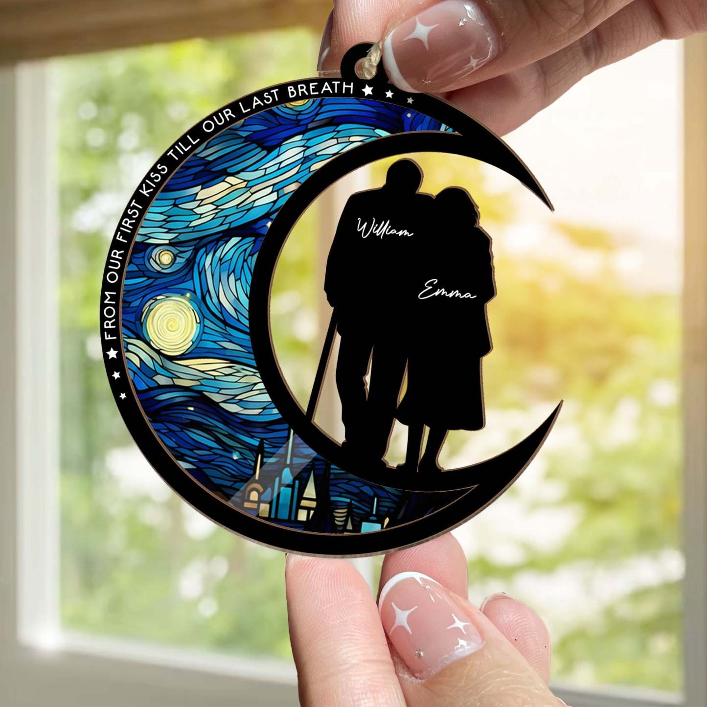 From Our First Kiss Till Our Last Breath - Personalized Suncatcher Ornament - FaceSocksUSA