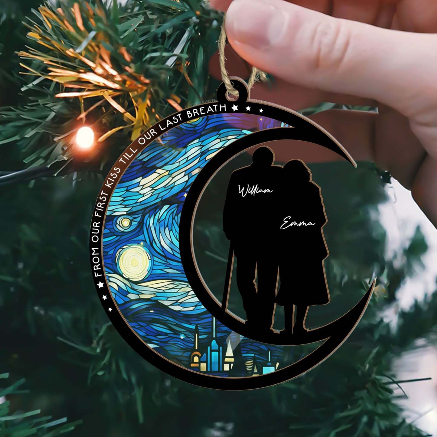 From Our First Kiss Till Our Last Breath - Personalized Suncatcher Ornament - FaceSocksUSA