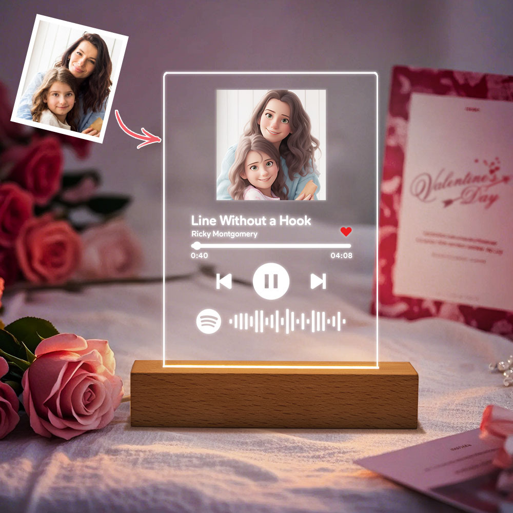 Custom Song Poster Scannable Spotify Code Acrylic Music Plaque Night Light Gifts For Christmas