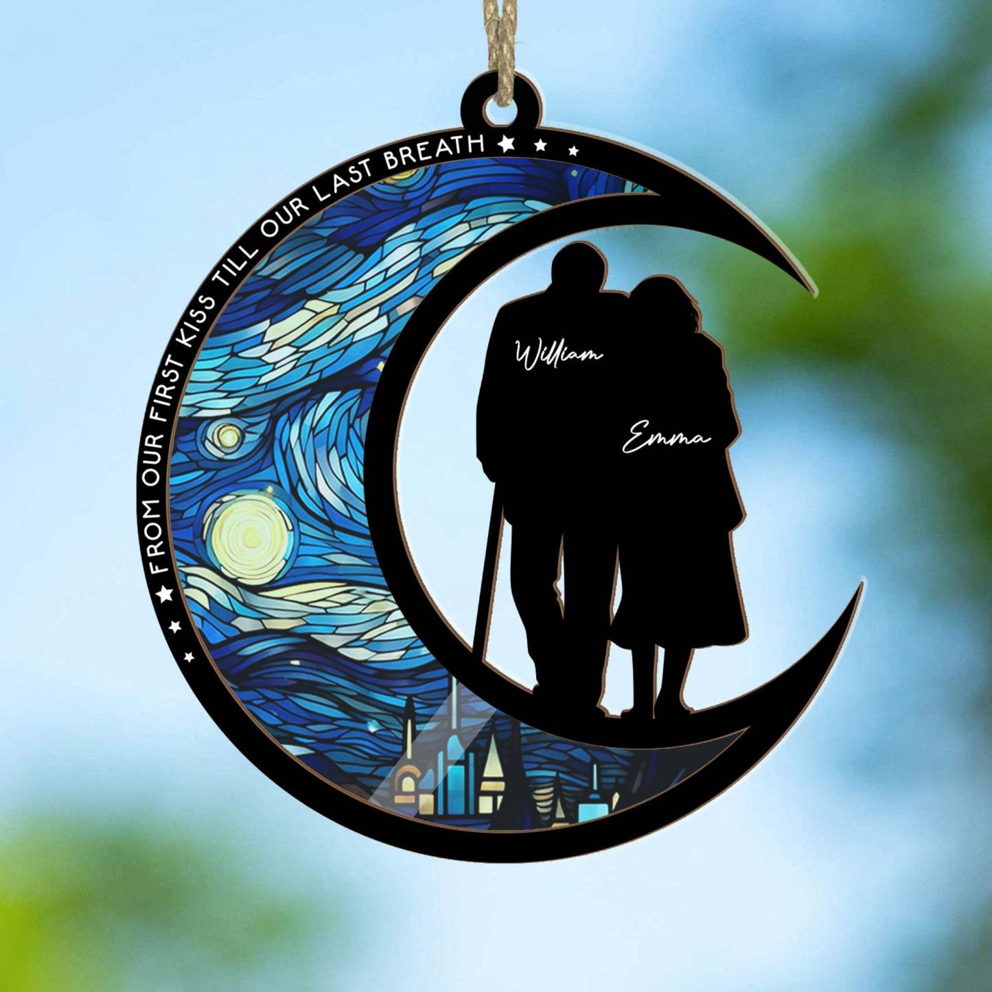 From Our First Kiss Till Our Last Breath - Personalized Suncatcher Ornament - FaceSocksUSA