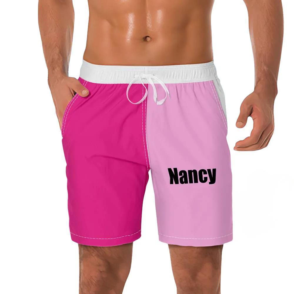 Custom Men's Beach Shorts Custom Name Swim Trunk-Contrast Color