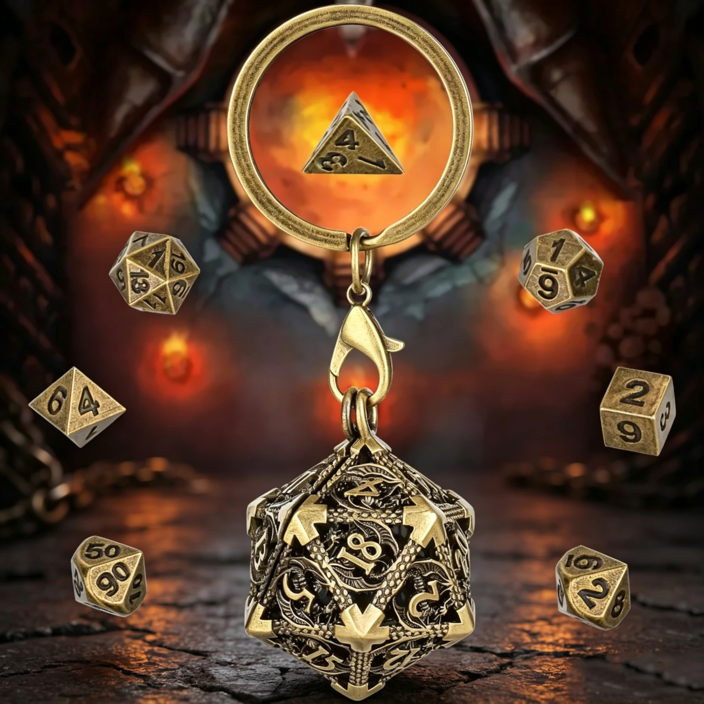 Drachenwappen-Taschenuhr-Würfelset Für Tabletop-Rollenspiele (TTRPG) - MyFaceBoxerDE