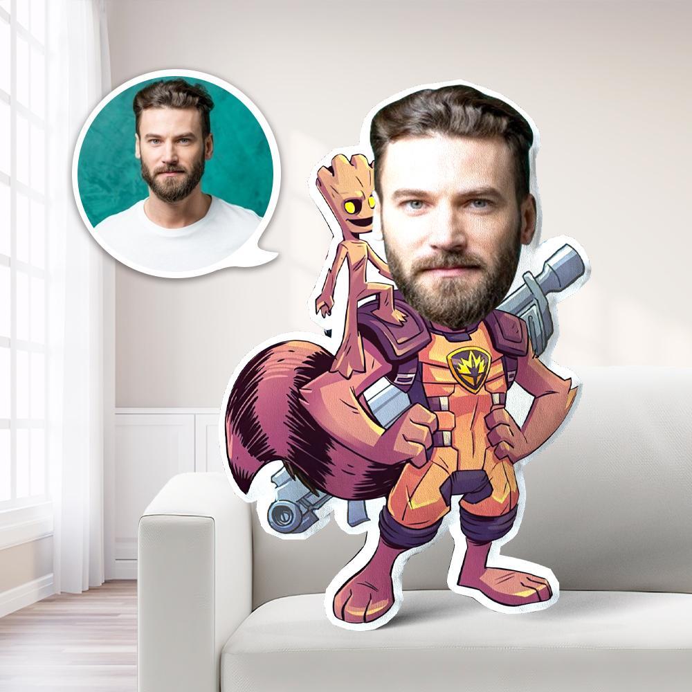 Personalisiertes Foto Mein Gesicht Kissen Benutzerdefiniertes Gesicht Kissen Rakete Waschbär Foto Kissen Kostümpuppe Einzigartiges Geschenk - MyFaceBoxerDE