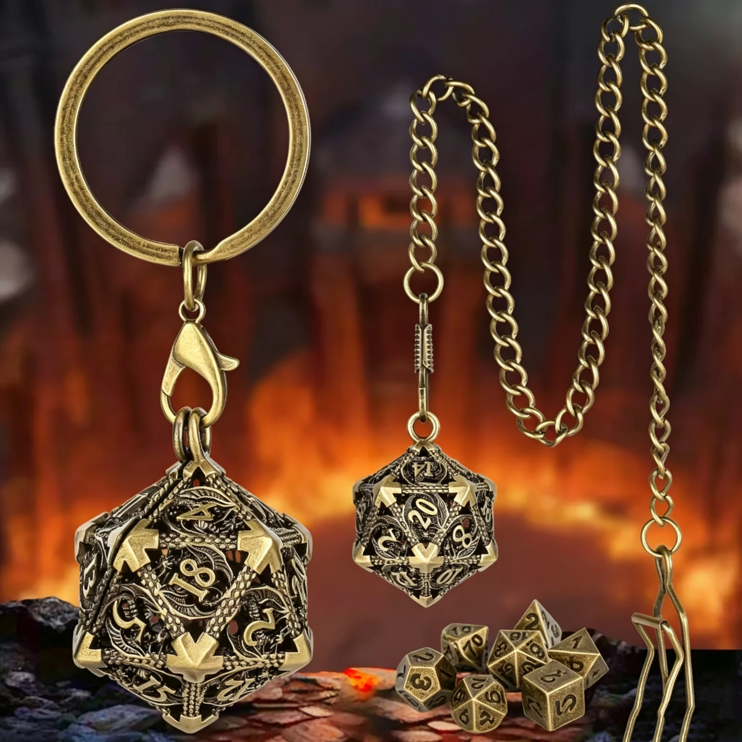 Drachenwappen-Taschenuhr-Würfelset Für Tabletop-Rollenspiele (TTRPG) - MyFaceBoxerDE