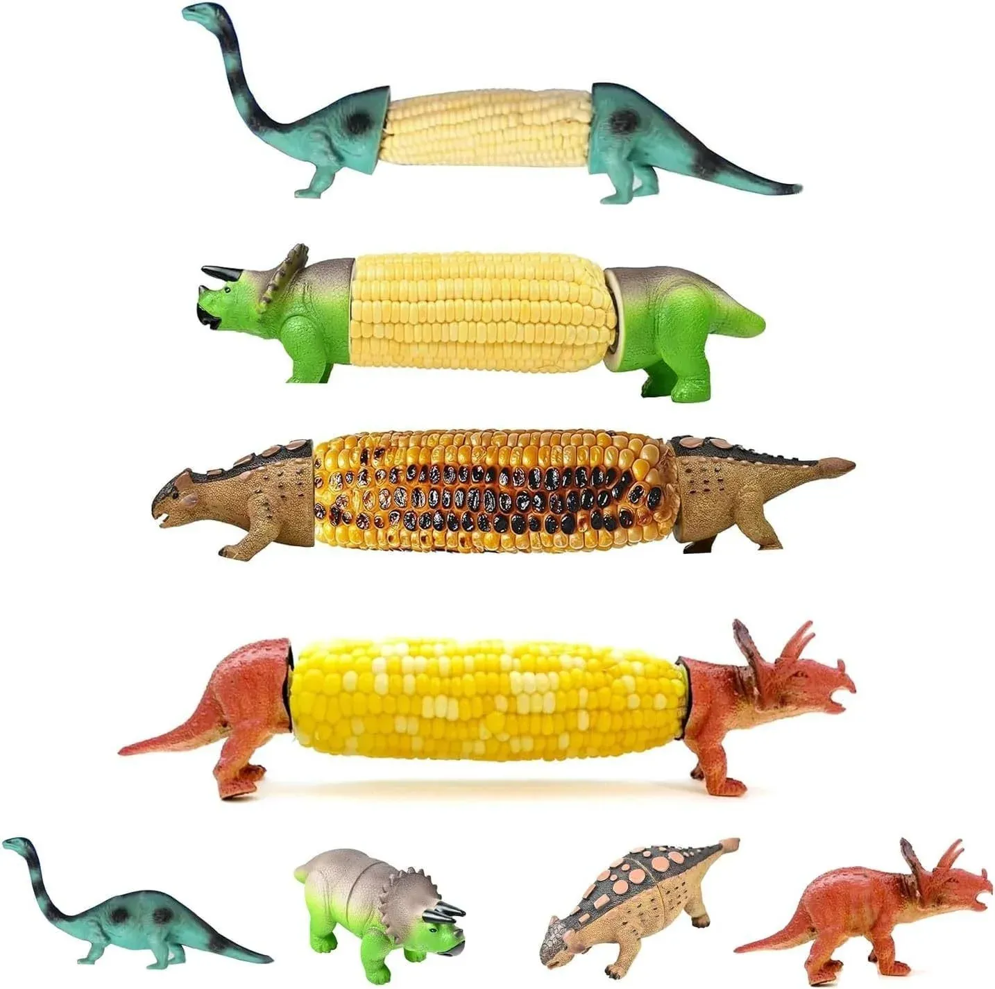Dinosaurier-Maiskolbenhalter Für Maiskolben – Lustiger Maiskolbenhalter Für Kinder Und Erwachsene Mit Edelstahlzinken - MyFaceBoxerDE
