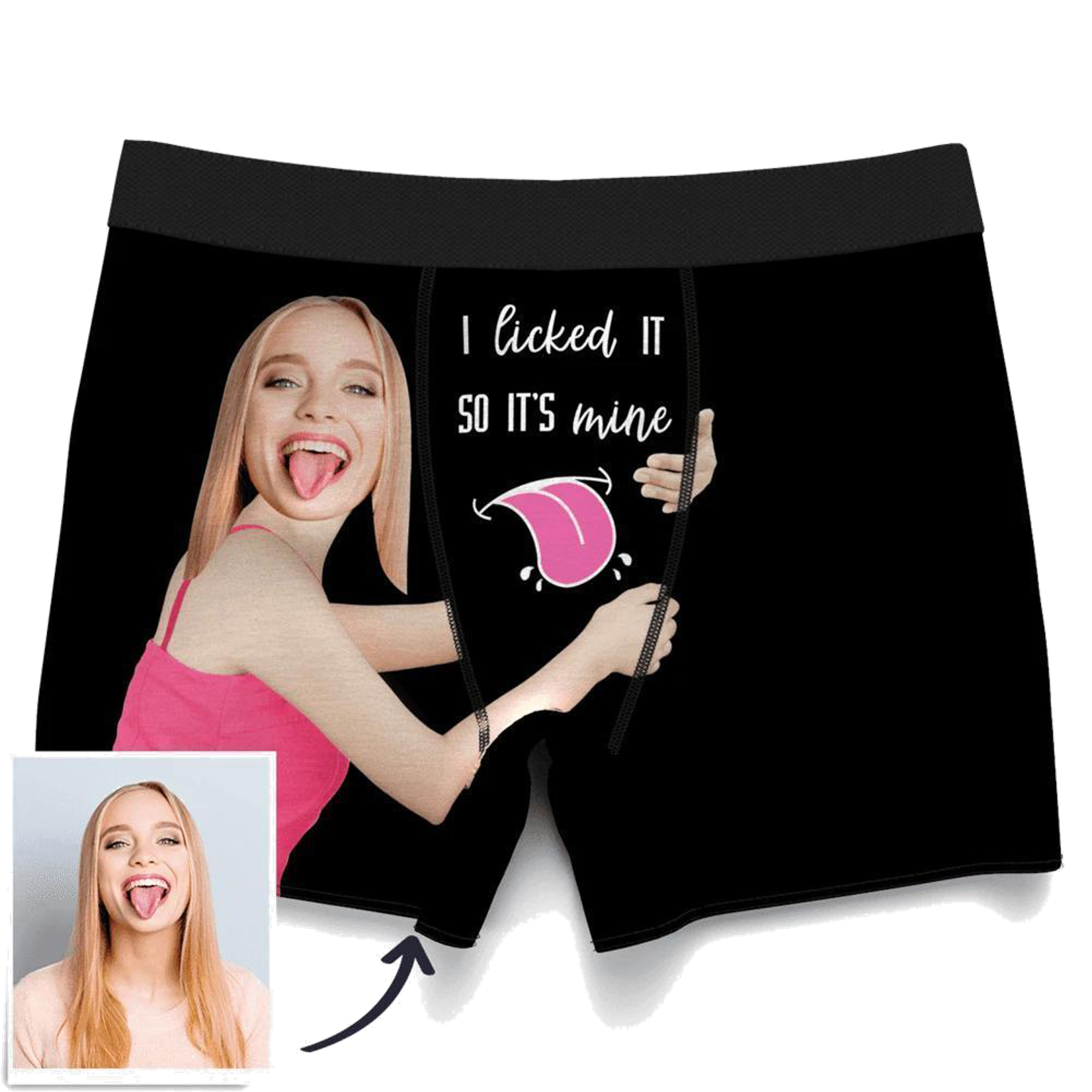 Herren Benutzerdefiniertes Gesicht auf Boxershorts Ich habe es geleckt, damit es mir gehört