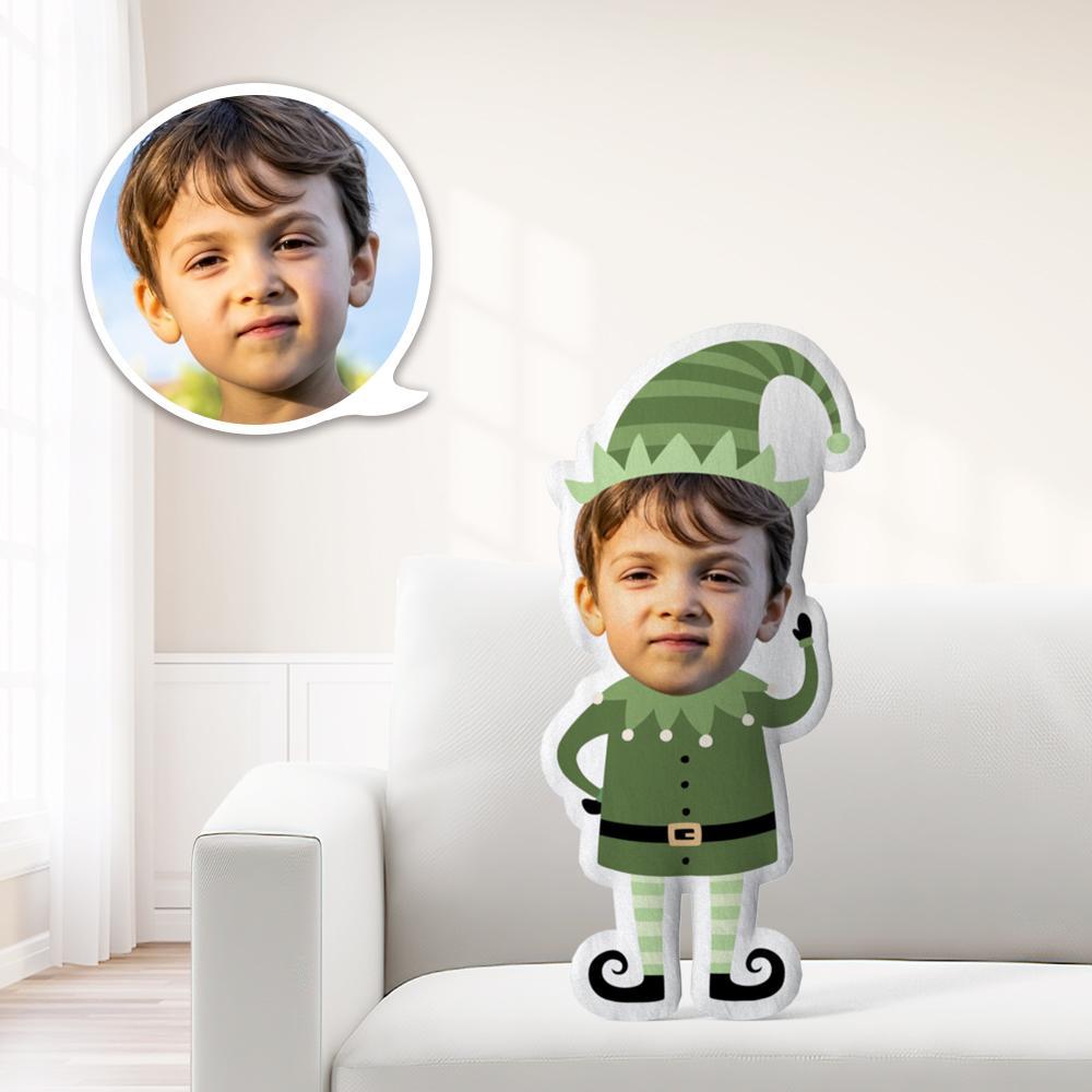 Custom Christmas Green Hat Elf Minime Dekokissen Einzigartiges Personalisiertes Minime Dekokissen Geben Sie Ihrem Kind Das Bedeutungsvollste Geschenk - MyFaceBoxerDE