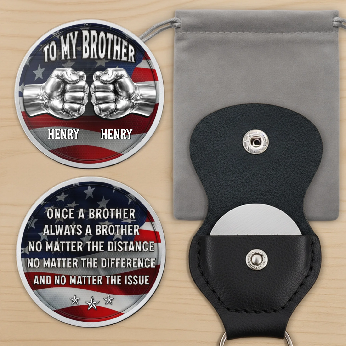 Individuelle Taschenumarmung – Personalisierte Amerika-Geschenke Zum 250. Jahrestag Für Bruder – Bruderschaft, Die Niemals Bricht - MyFaceBoxerDE