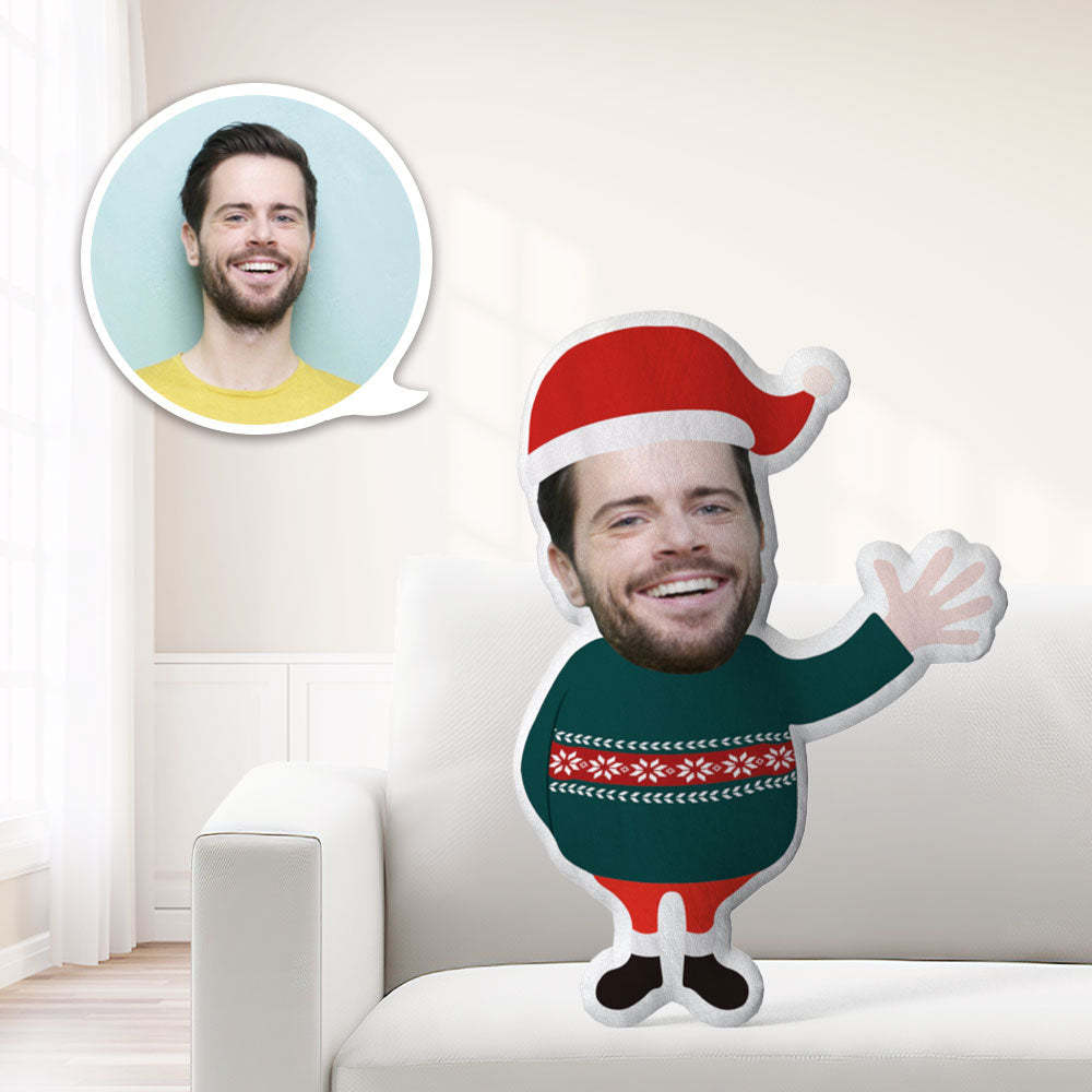 Weihnachtsgeschenk My Face Pillow Custom Pillow Minime Throw Pillow Personalisierte Das Man Say Hello Posture In A Green Sweater Throw Pillow - MyFaceBoxerDE