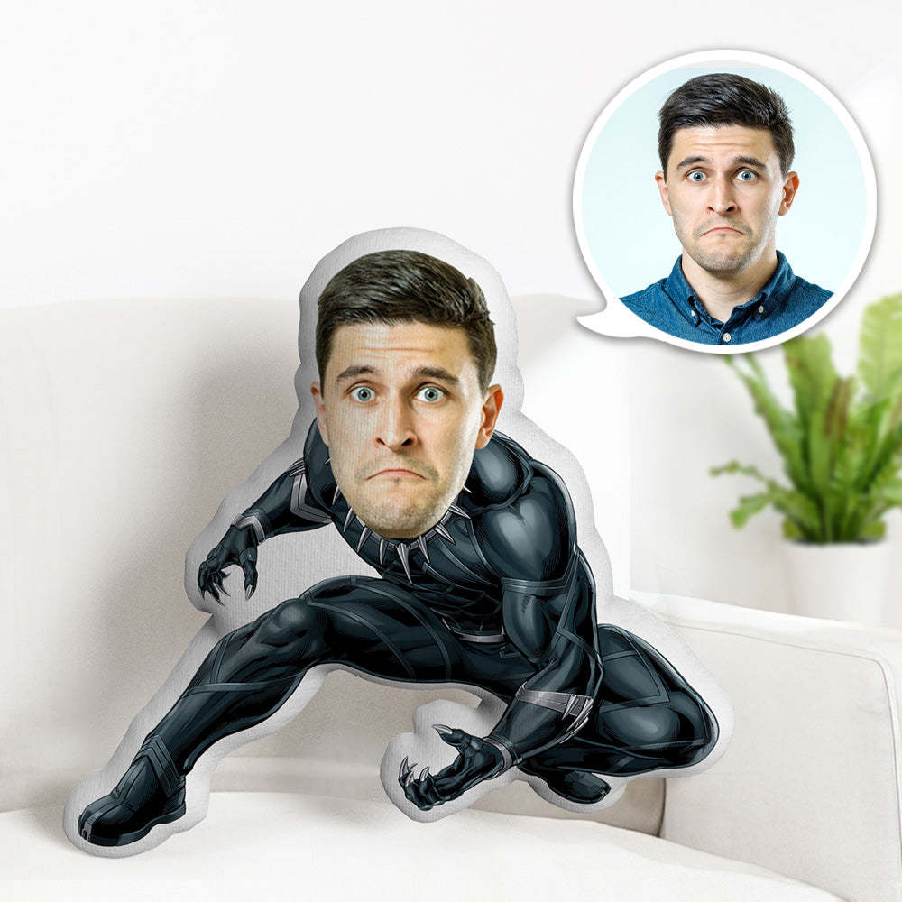 Benutzerdefiniertes Gesichtskissen Personalisiertes Fotokissen Kundenspezifische Black Panther Dolls Ursprüngliche Spaßgeschenke - MyFaceBoxerDE