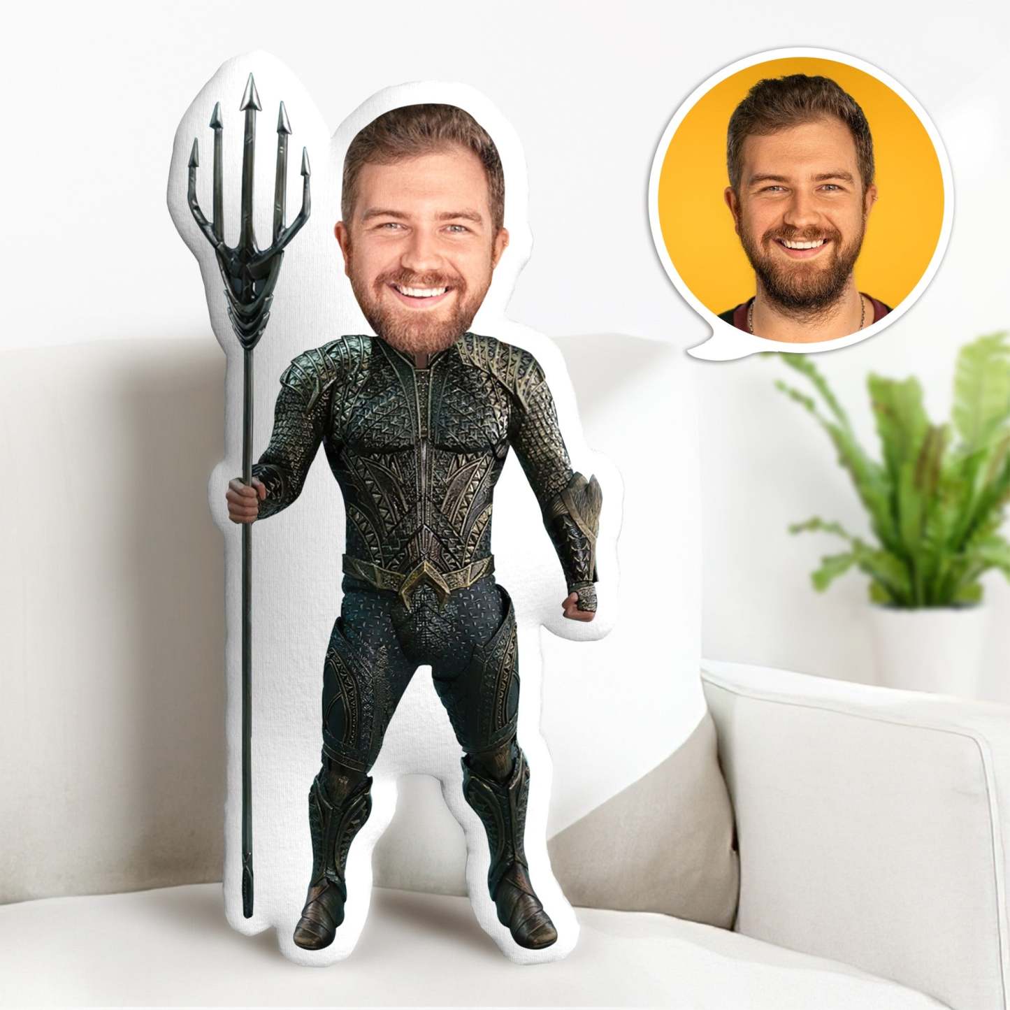 Kundenspezifisches Gesichts-kissen Aquaman-puppen-personalisiertes Foto-kissen-kundengebundene Spaß-geschenke - MyFaceBoxerDE