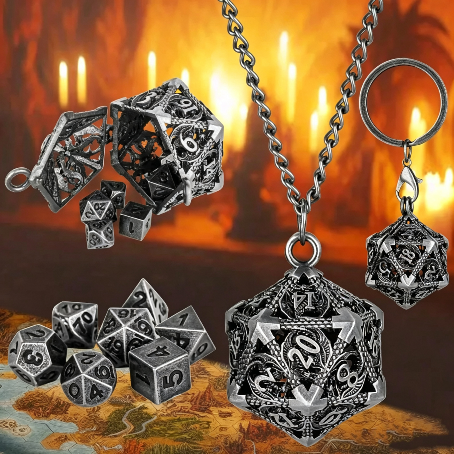 Drachenwappen-Taschenuhr-Würfelset Für Tabletop-Rollenspiele (TTRPG) - MyFaceBoxerDE