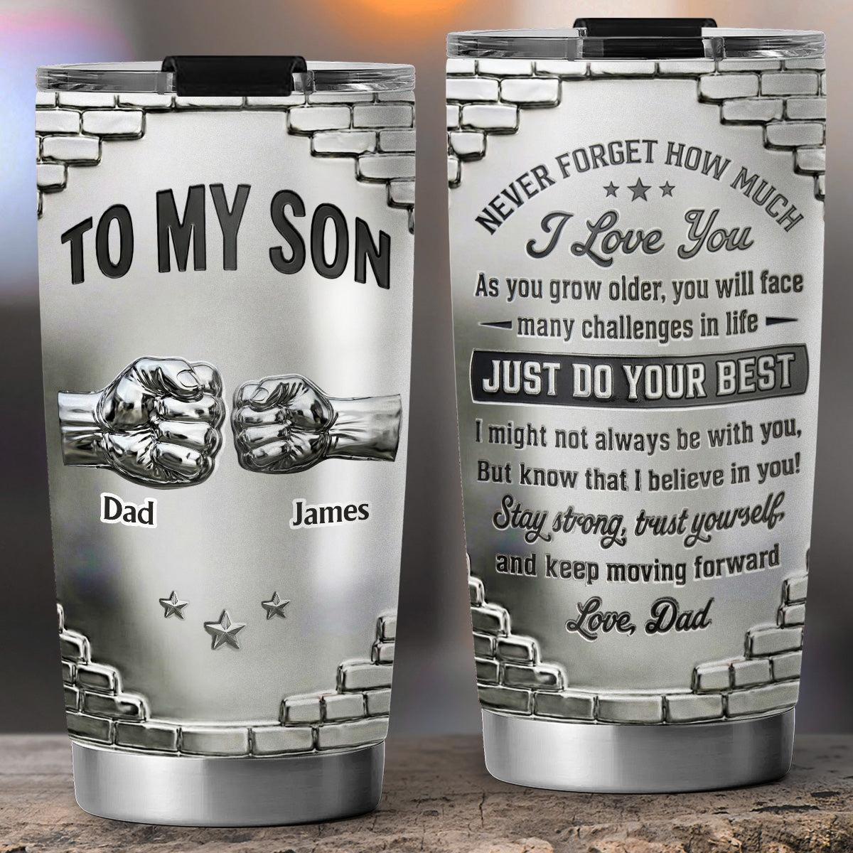 „To My Son I Believe In You" – Personalisierter, Individueller 3D-Effekt, 2D-gedruckter Becher - MyFaceBoxerDE