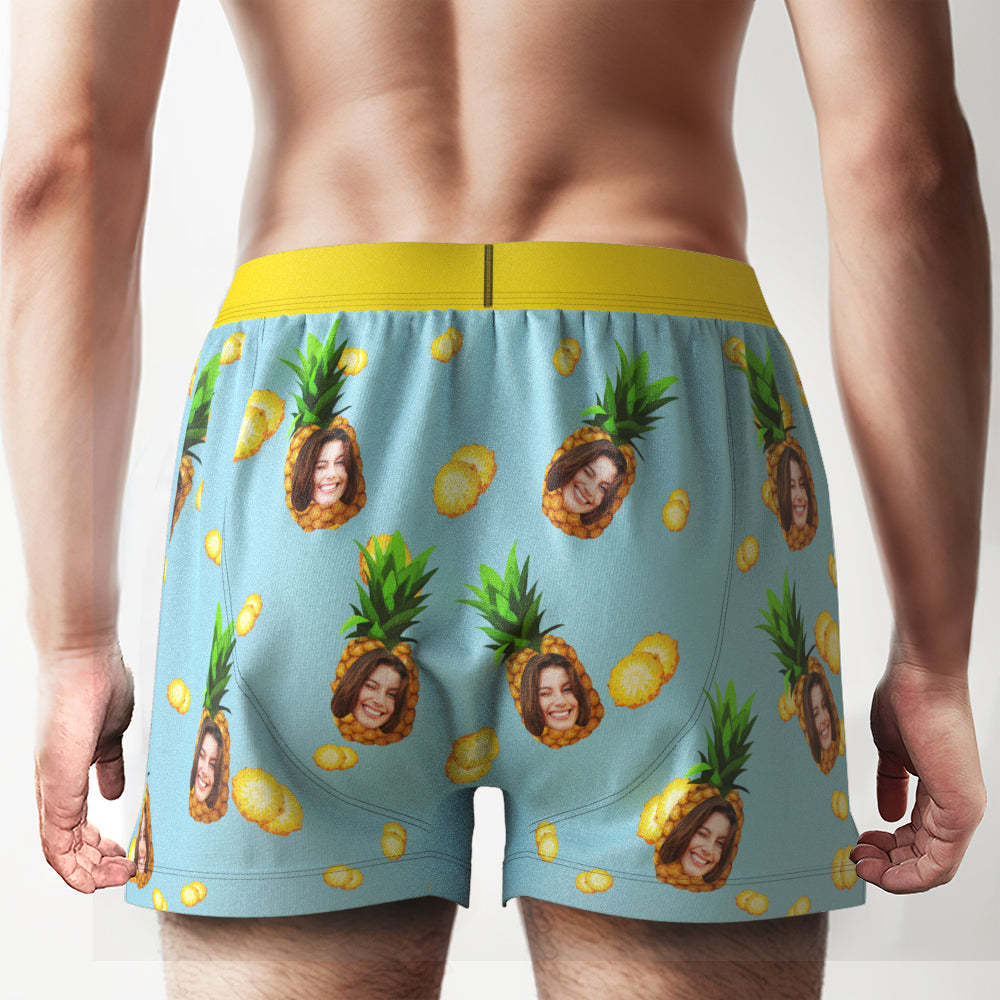 Boxershorts Mit Individuellem Gesicht, Lustiger Ananas, Personalisierter Bund, Lässige Unterwäsche Für Ihn - MyFaceBoxerDE
