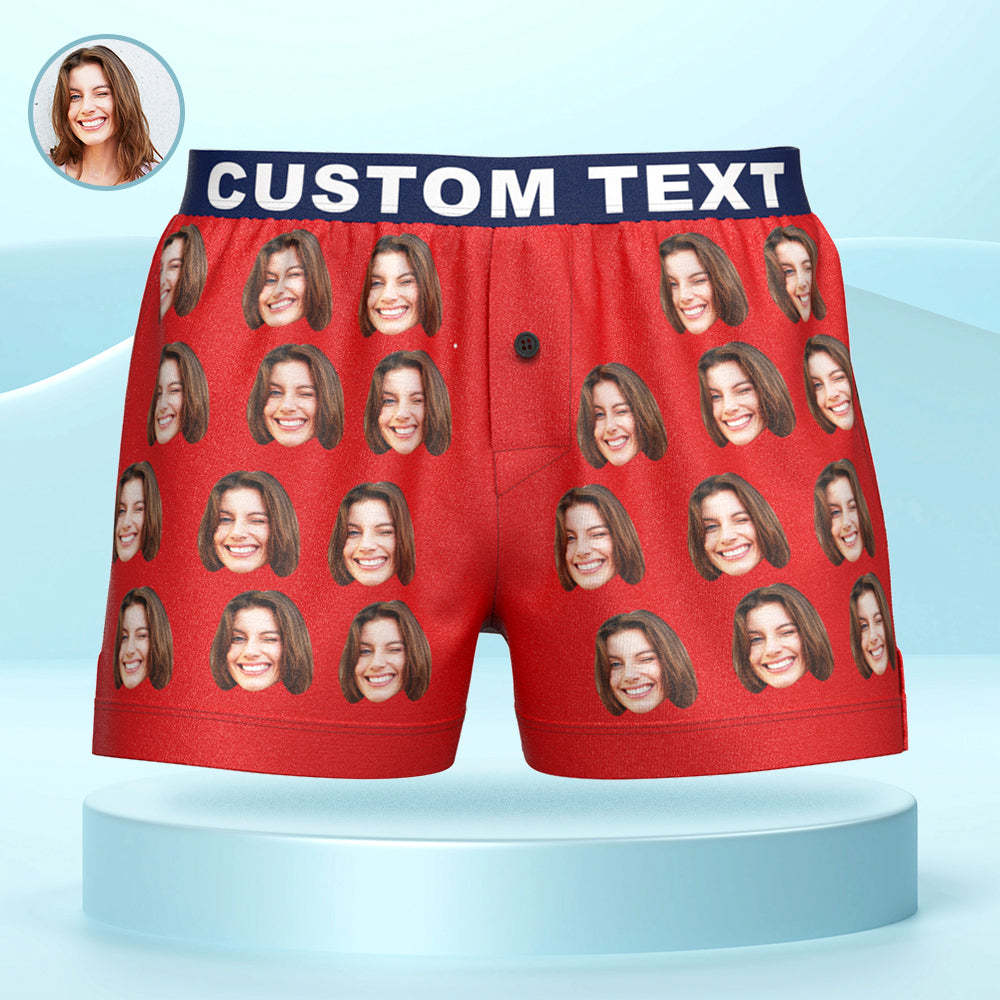Boxershorts Mit Individuellem Gesicht Und Personalisiertem Text Am Bund. Personalisierte Freizeitunterwäsche Für Ihn - MyFaceBoxerDE