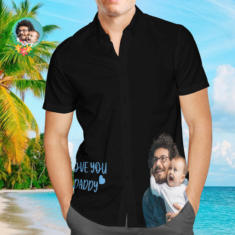 Benutzerdefiniertes Foto Und Name „i Love You Daddy“ Herren-hawaii-hemd Mit Allover-print Als Geschenk Für Papa - MyFaceBoxerDE
