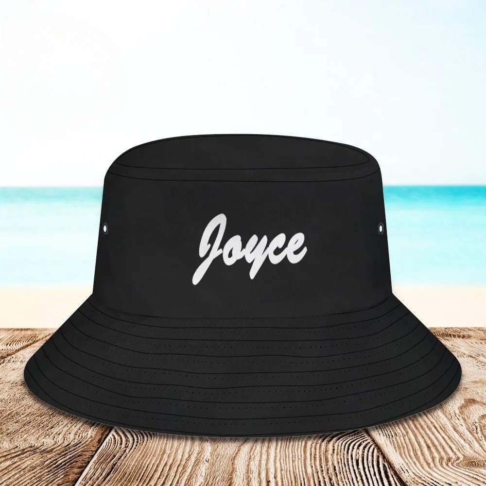 Benutzerdefinierte Eimer Hut Unisex Eimer Hut mit Text personalisieren breiter Krempe im Freien Sommer Kappe Wandern Strand Sport Hüte Geschenk für Liebhaber schwarz