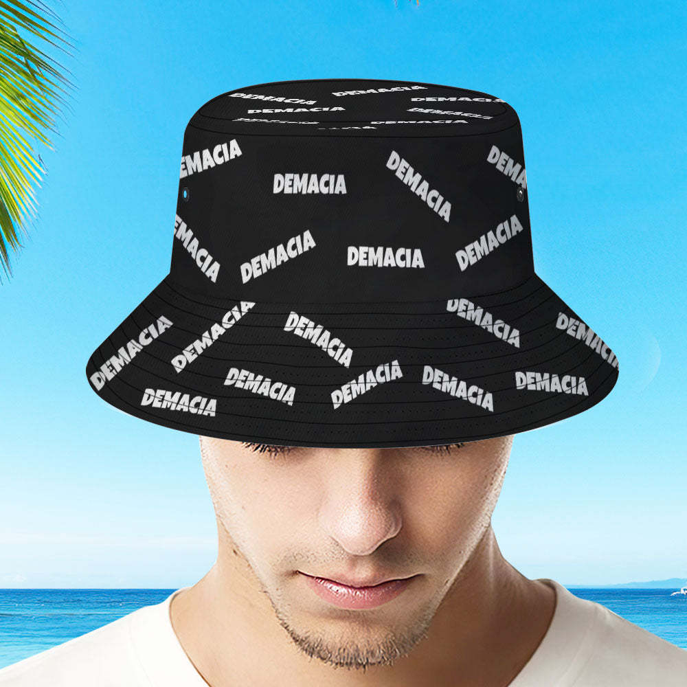 Custom Bucket Hat Unisex Bucket Hat with Text Personalize Wide Brim Outdoor Summer Cap Hiking Gift for Lover Black