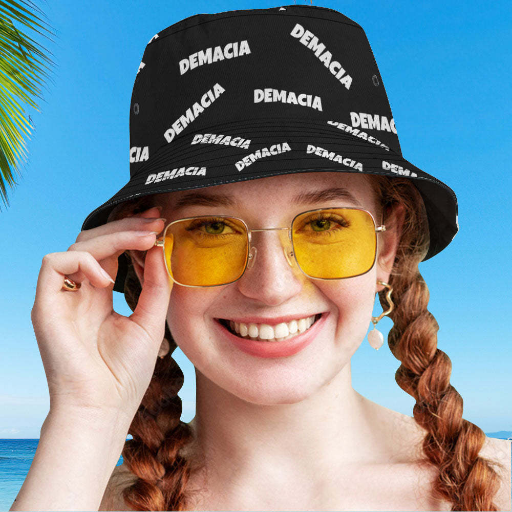 Custom Bucket Hat Unisex Bucket Hat with Text Personalize Wide Brim Outdoor Summer Cap Hiking Gift for Lover Black
