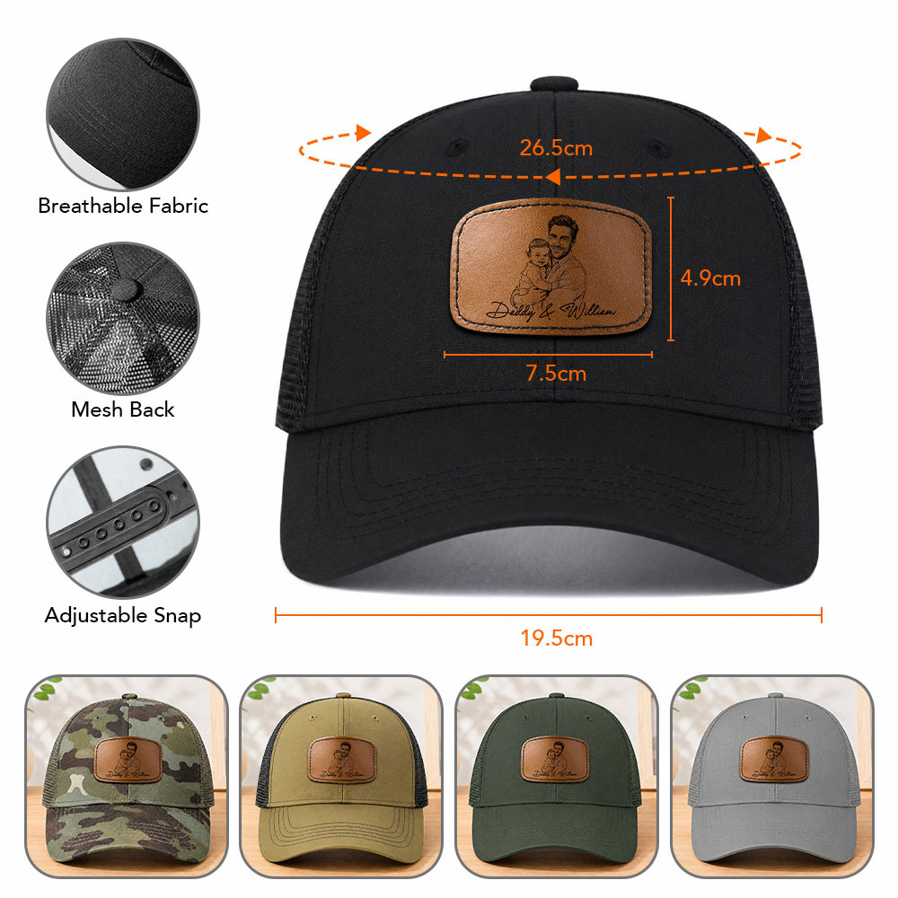 Vatertagsgeschenke, Individuelle Fotoskizze, Strichzeichnungen, Vatertagsgeschenk Für Papa, Ehemann – Personalisierte Mütze - MyFaceBoxerDE