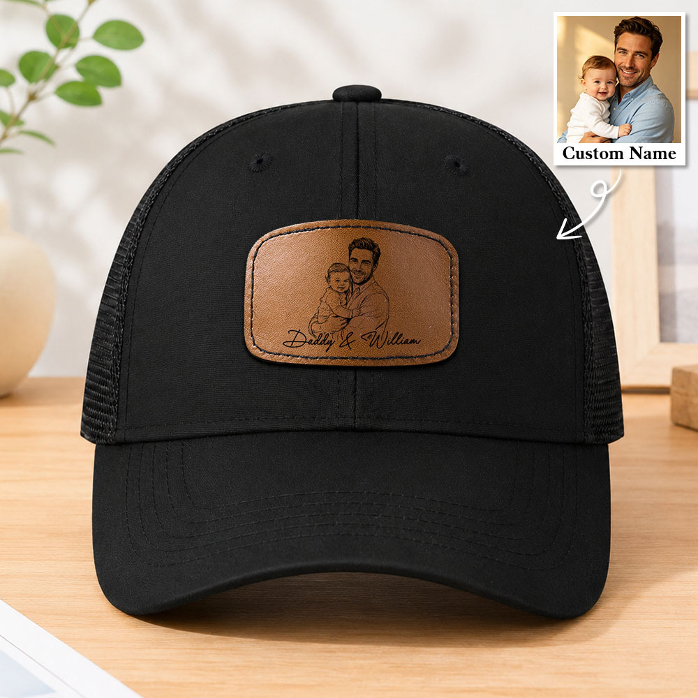 Vatertagsgeschenke, Individuelle Fotoskizze, Strichzeichnungen, Vatertagsgeschenk Für Papa, Ehemann – Personalisierte Mütze - MyFaceBoxerDE