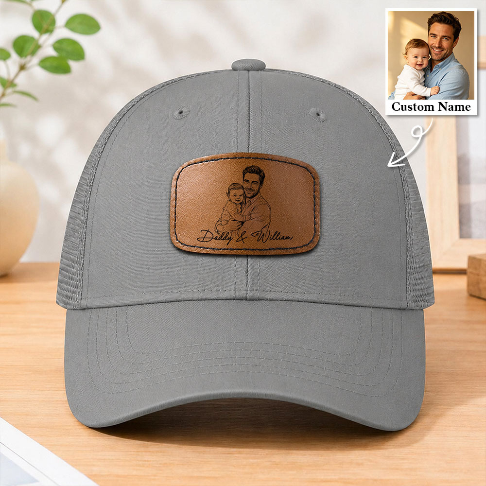 Vatertagsgeschenke, Individuelle Fotoskizze, Strichzeichnungen, Vatertagsgeschenk Für Papa, Ehemann – Personalisierte Mütze - MyFaceBoxerDE