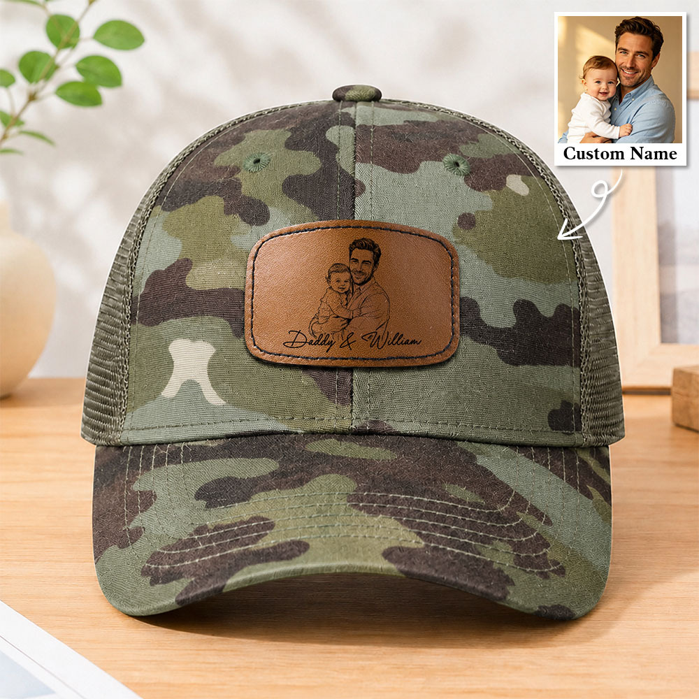Vatertagsgeschenke, Individuelle Fotoskizze, Strichzeichnungen, Vatertagsgeschenk Für Papa, Ehemann – Personalisierte Mütze - MyFaceBoxerDE