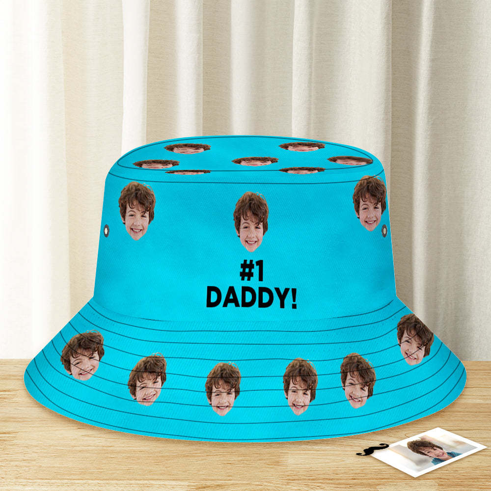 Benutzerdefinierter Eimerhut Unisex-gesichtseimerhut Personalisierte Breite Krempe Outdoor-sommerkappe Wandern Strand Sporthüte #1 Papa - MyFaceBoxerDE