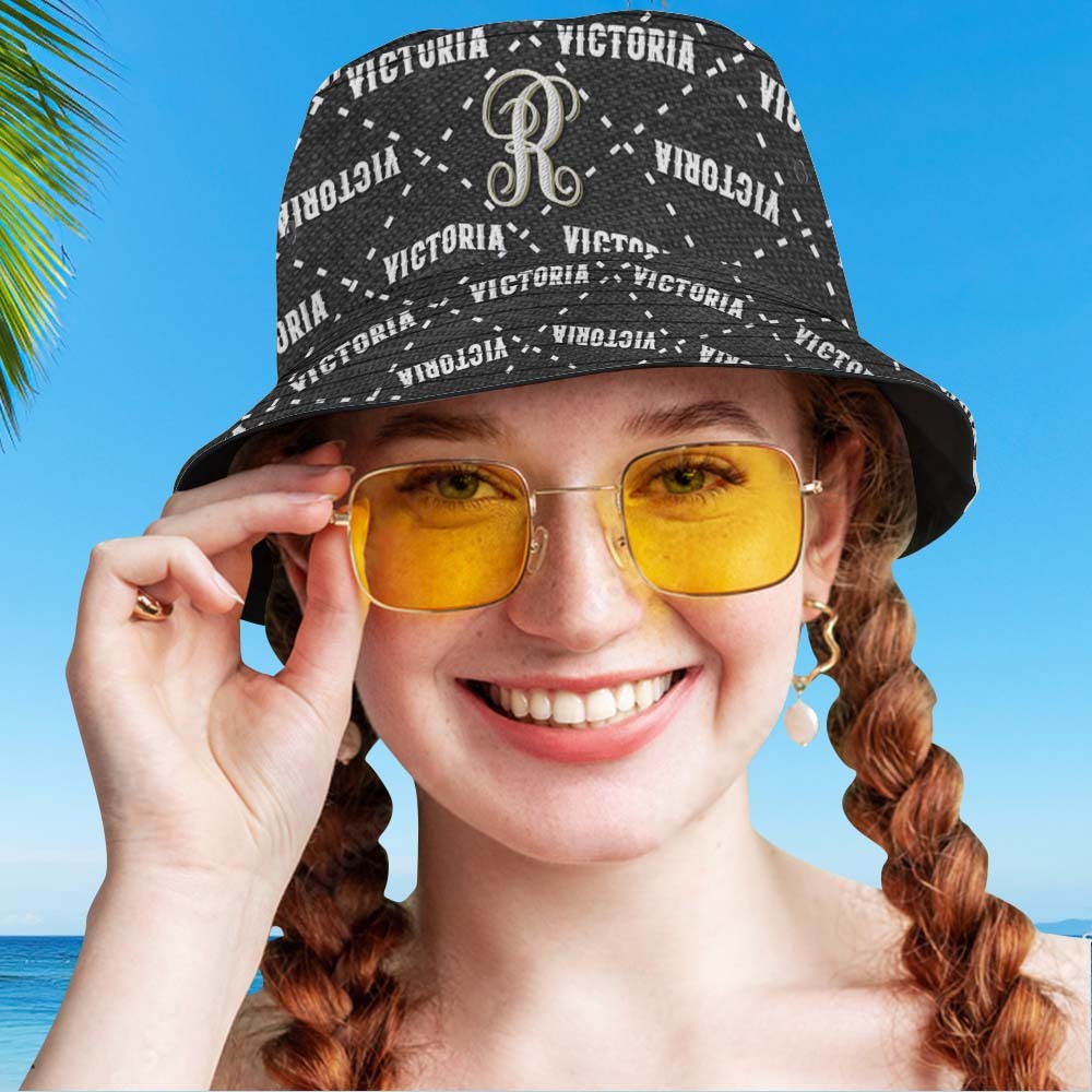 Benutzerdefinierte Fischermütze, Unisex, Schwarz, Kariert, Personalisiert Mit Ihrem Namen - MyFaceBoxerDE