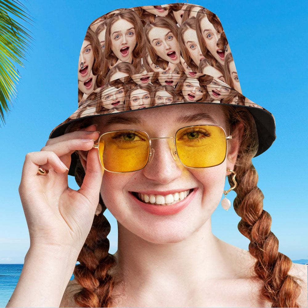 Benutzerdefinierte Eimer Hut Unisex Gesicht Mash Eimer Hut personalisieren breiter Krempe im Freien Sommer Kappe Wandern Strand Sport Hüte Geschenk für Liebhaber