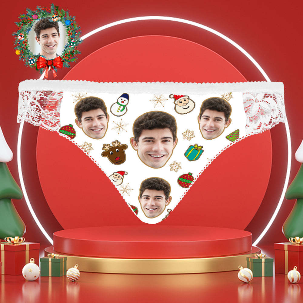 Benutzerdefiniertes Gesicht Spitzenhöschen Personalisiertes Foto Sexy Frauen Unterwäsche Weihnachtsgeschenke - MyFaceBoxerDE