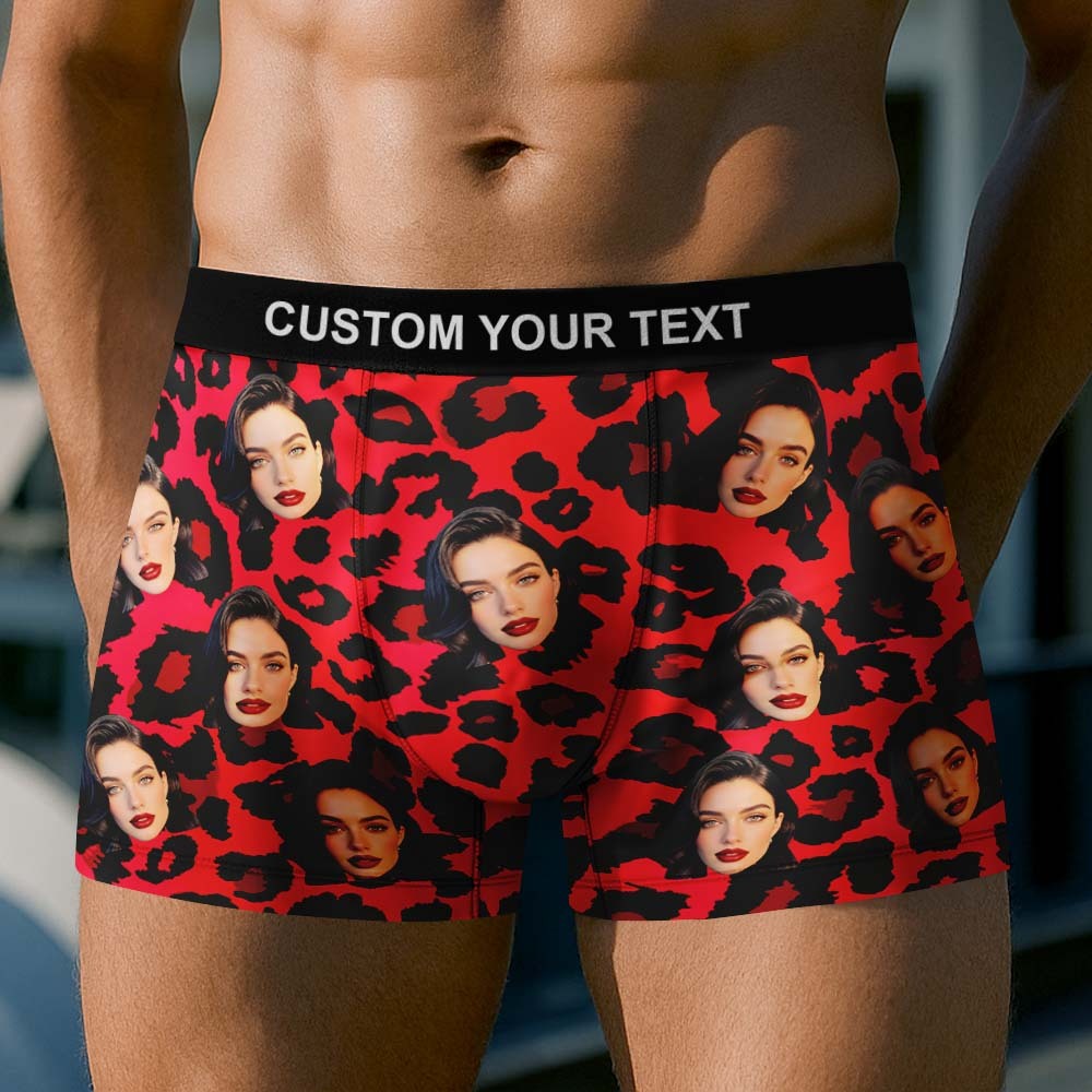 Personalisierte Herren-boxershorts Mit Foto, Atmungsaktive Unterwäsche Aus Eisseide Mit Leopardenmuster - MyFaceBoxerDE