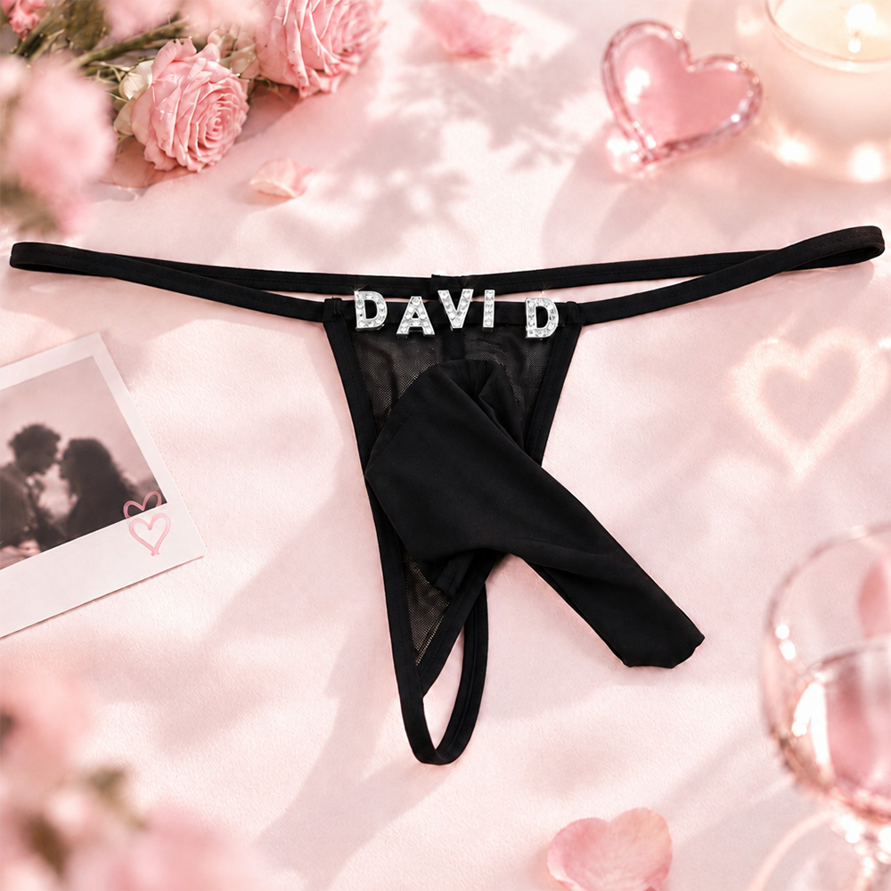 Herren Low Rise G-String Tanga Personalisierter Name Buchstabe Diy Strass Tanga String Für Männer Einheitsgröße - MyFaceBoxerDE