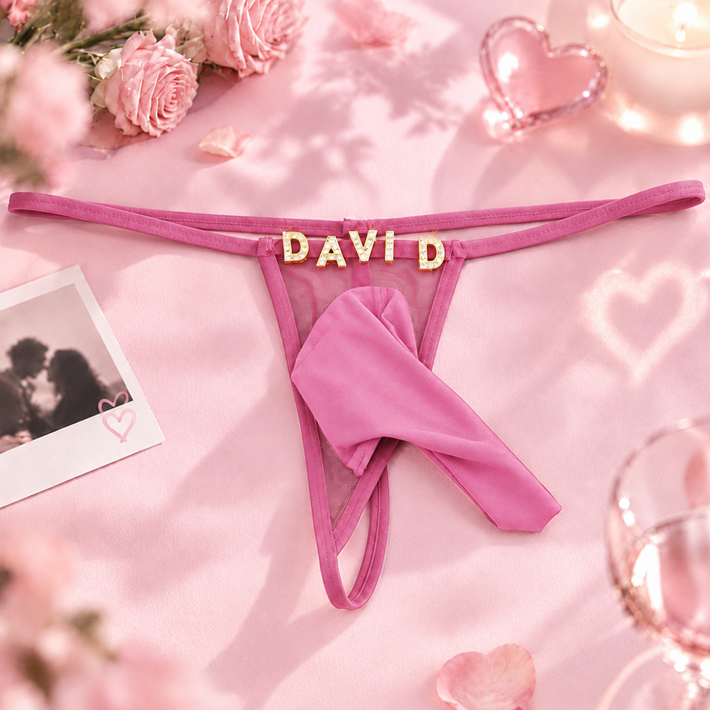 Herren Low Rise G-String Tanga Personalisierter Name Buchstabe Diy Strass Tanga String Für Männer Einheitsgröße - MyFaceBoxerDE