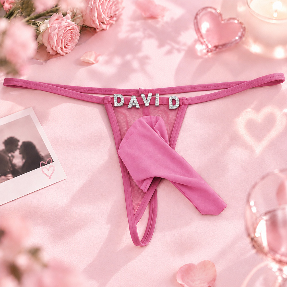 Herren Low Rise G-String Tanga Personalisierter Name Buchstabe Diy Strass Tanga String Für Männer Einheitsgröße - MyFaceBoxerDE