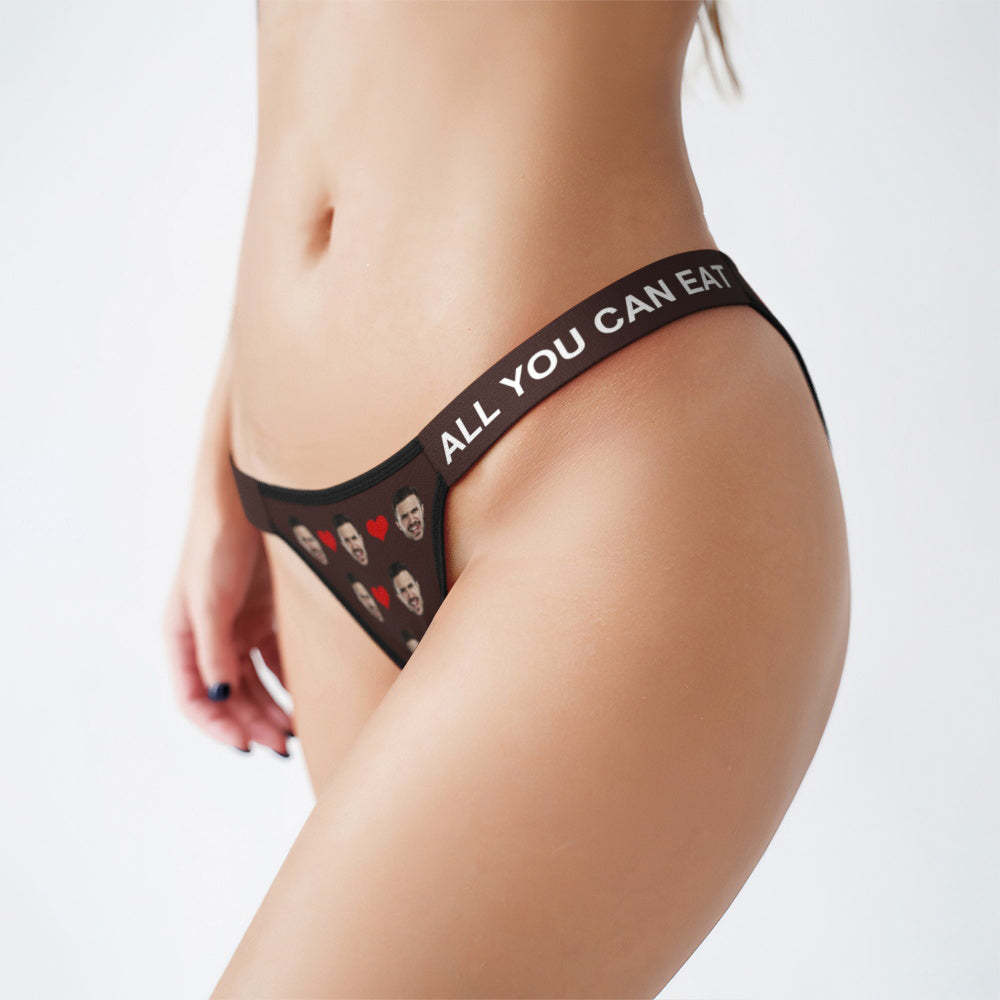 Personalisiertes Gesichtshöschen, Klassisches Liebesherz, Personalisierter Bund, Gravierter Tanga, Geschenk Für Sie - MyFaceBoxerDE