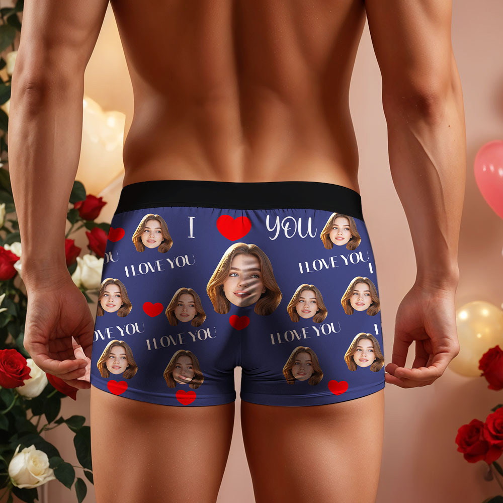 Personalisierte Boxershorts Für Herren Mit Foto „i Love You" Für Ehemann Und Freund - MyFaceBoxerDE
